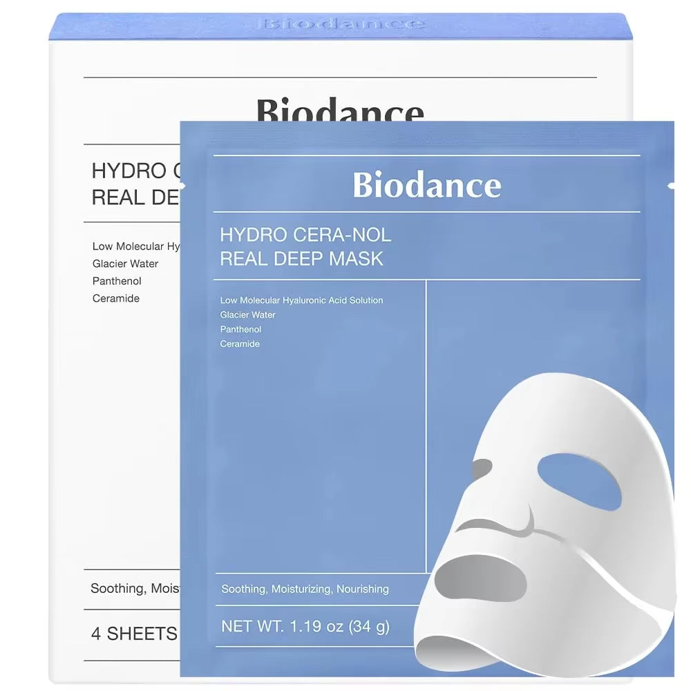 X4 Skin Care BIODANCE Real Deep Mask Duo Bio-Collagen Real Deep Mask & Hydro Cera-Nol Real Deep Mask Four Pieces per Box