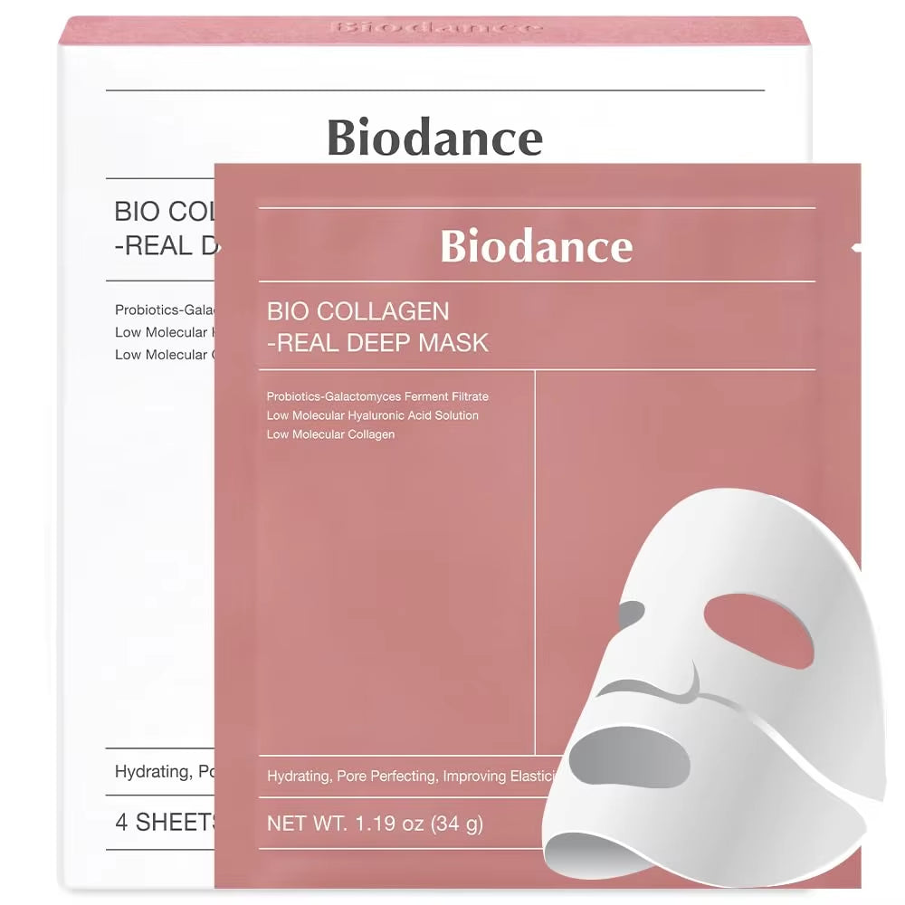 X4 Skin Care BIODANCE Real Deep Mask Duo Bio-Collagen Real Deep Mask & Hydro Cera-Nol Real Deep Mask Four Pieces per Box