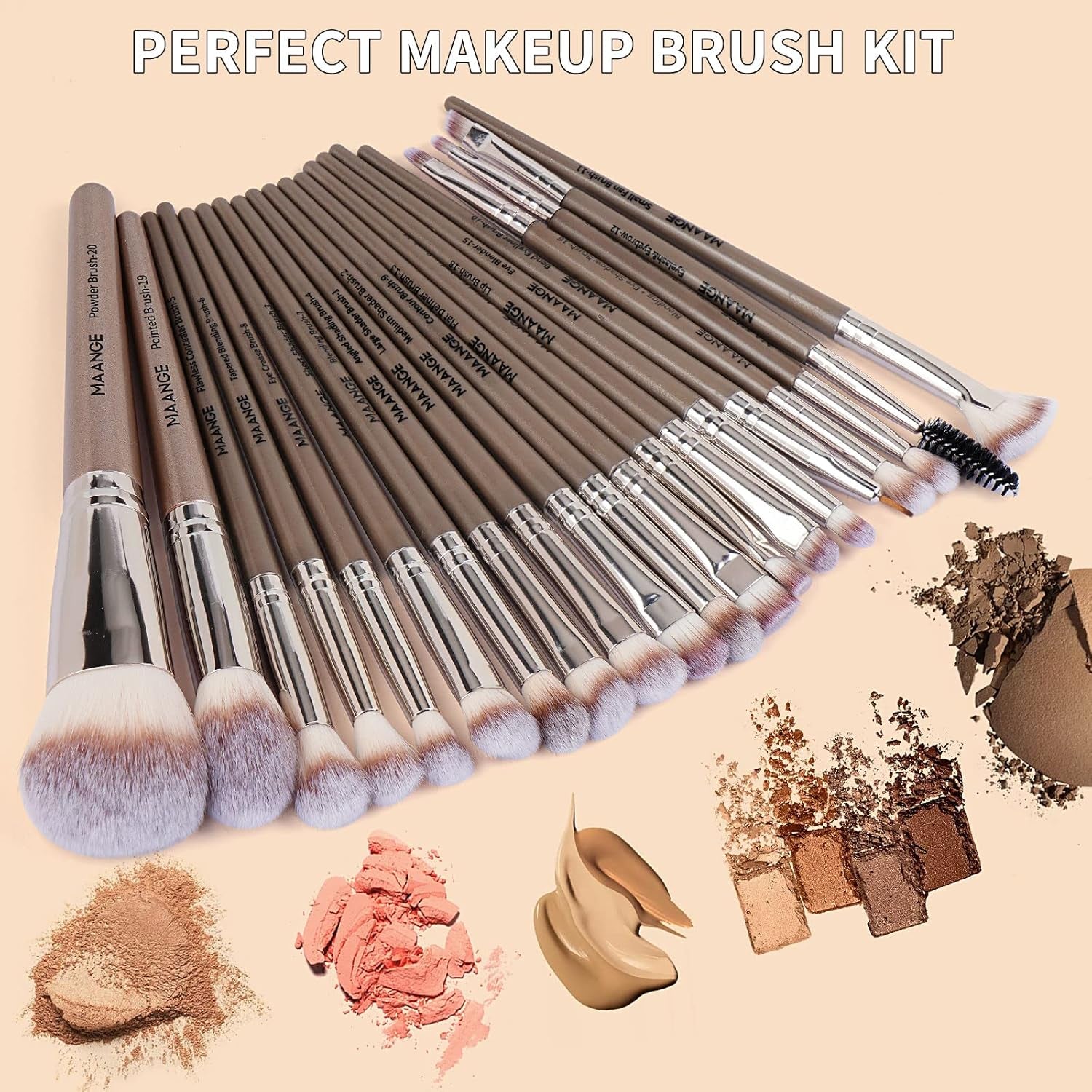 Make up Brushes, 20 Pcs Professional Makeup Brushes Set Foundation Eyeshadow Blush Brush,Travel Kabuki Blending Concealers Face Powder Eye Makeup Brush Sets with Gift Box