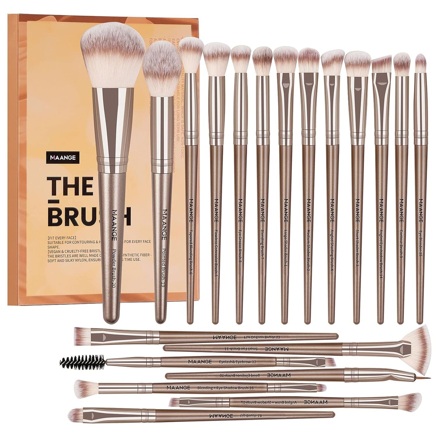 Make up Brushes, 20 Pcs Professional Makeup Brushes Set Foundation Eyeshadow Blush Brush,Travel Kabuki Blending Concealers Face Powder Eye Makeup Brush Sets with Gift Box